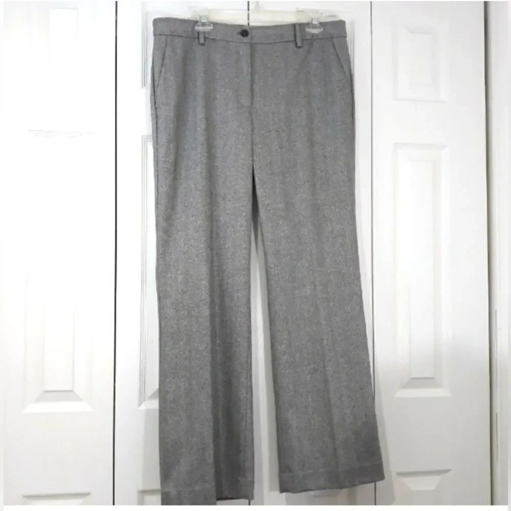 Talbots Windsor Wool-blend Herringbone Gray Lined Dress Pants Sz 12 EUC
